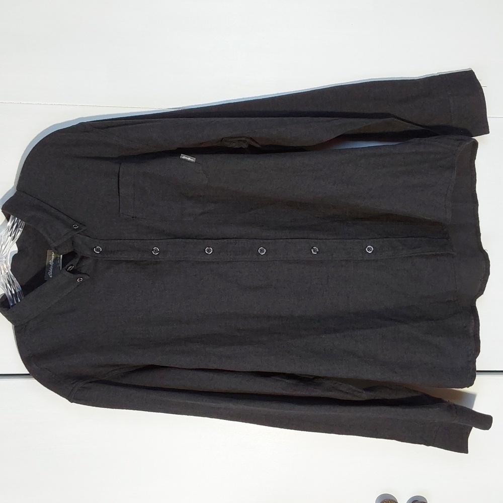 Eddie Bauer|Mens Black Pocket Long Sleeve Button Down Shirt Neutral Sz.XXL